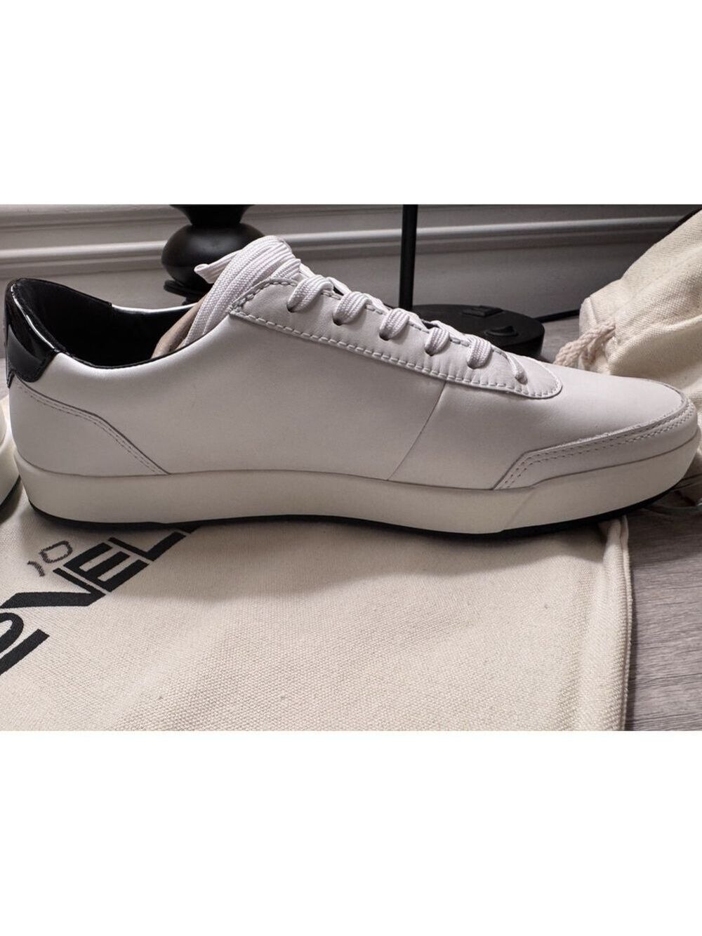 Novella Low Top Luxury Sneakers in Dust Bag New White/ Black 10 - Picture 10 of 14